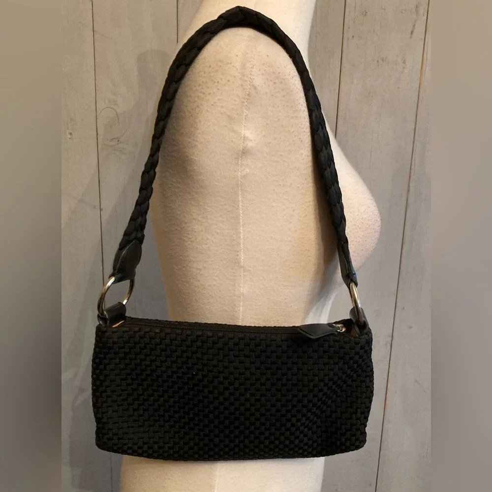 Womens The Sak Black Woven Dinner Braided Shoulder‎ Strap Handbag. Classic